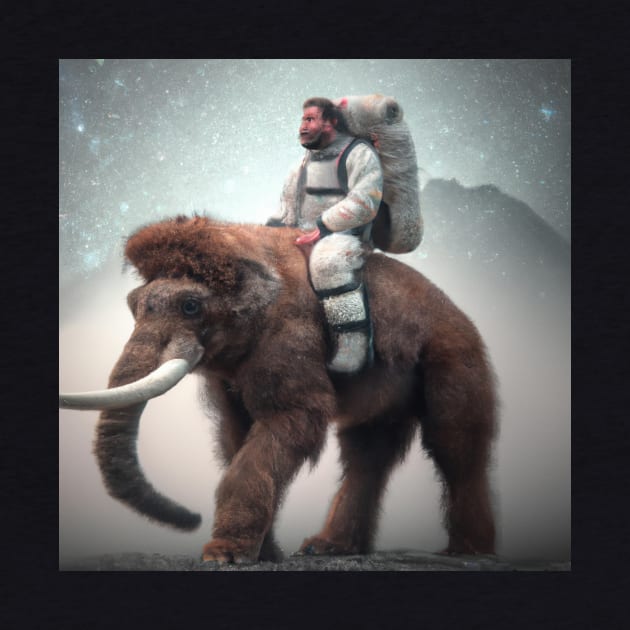 Caveman Astronaut Rides a Wooly Mammoth by Star Scrunch